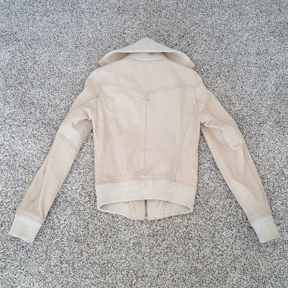 Genuine Leather Bomber Moto Jacket by Stradivarius Size XS 0 2 - Picture 6 of 11